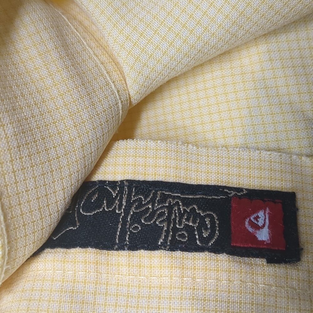 Quicksilver Yellow Button Up Vintage Shirt Short Sleeve Shirt Size Large - Picture 6 of 8